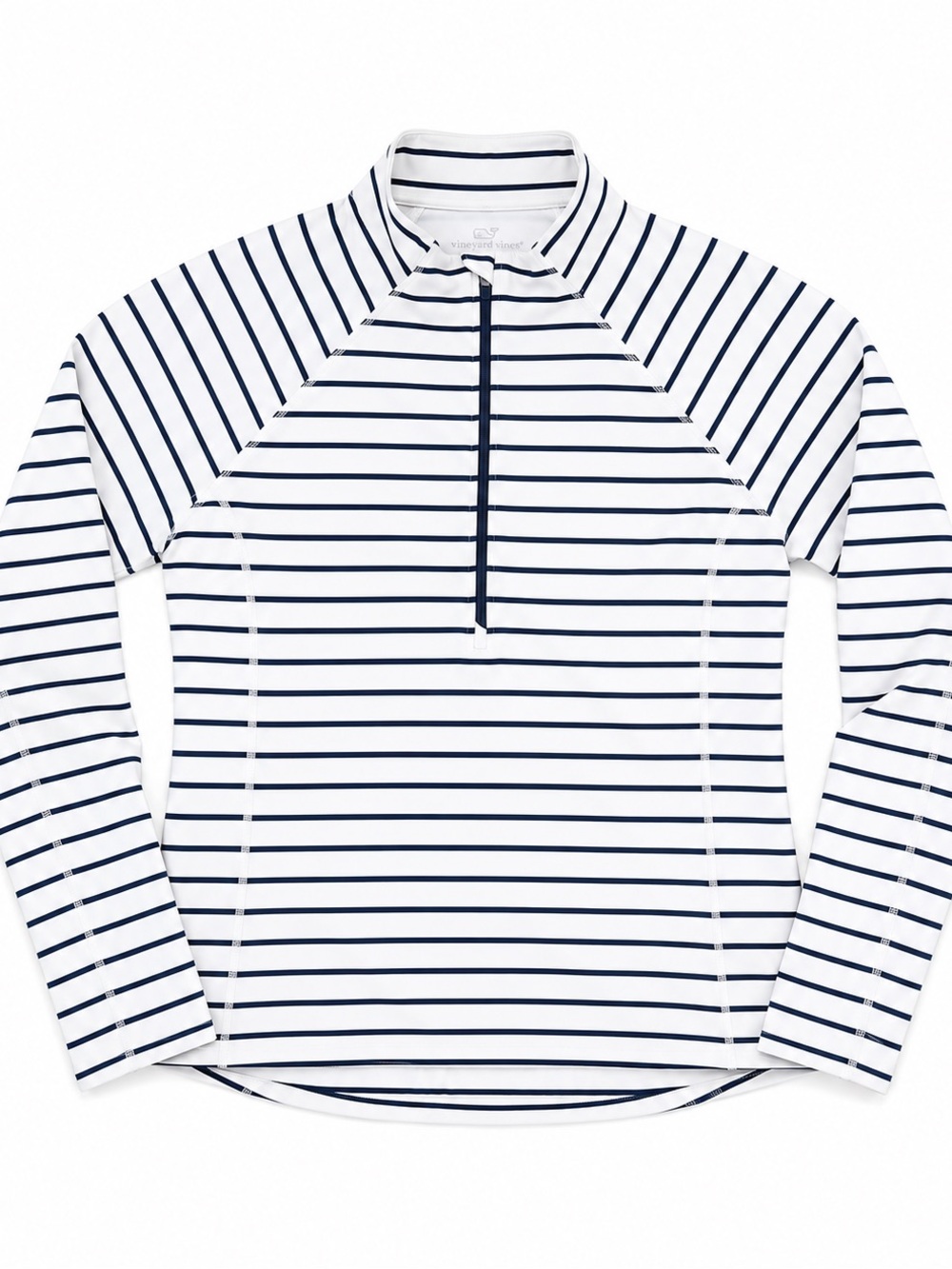 Vineyard Vine Striped Performance Half-Zip - Navy & White